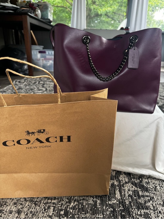 Coach Handbags - Coach Signature Chain Central Tote is crafted from refined calf leather